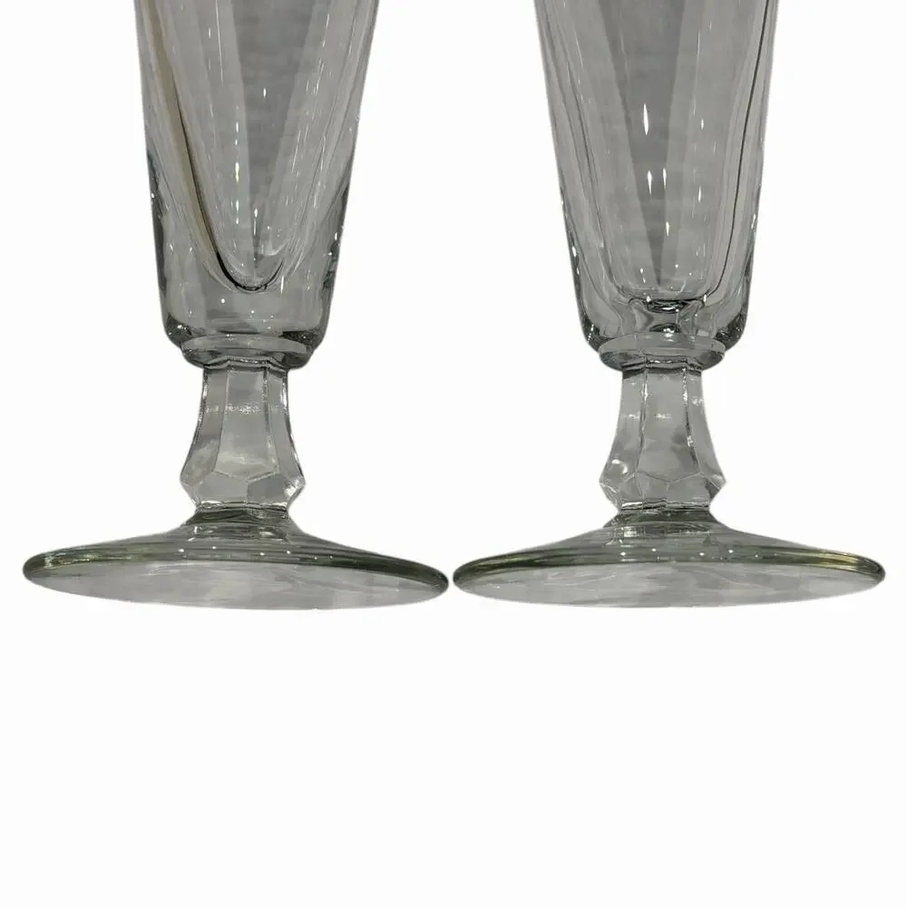Schlitz Pilsner Beer Glasses 9oz Footed Stem Pair 8.5